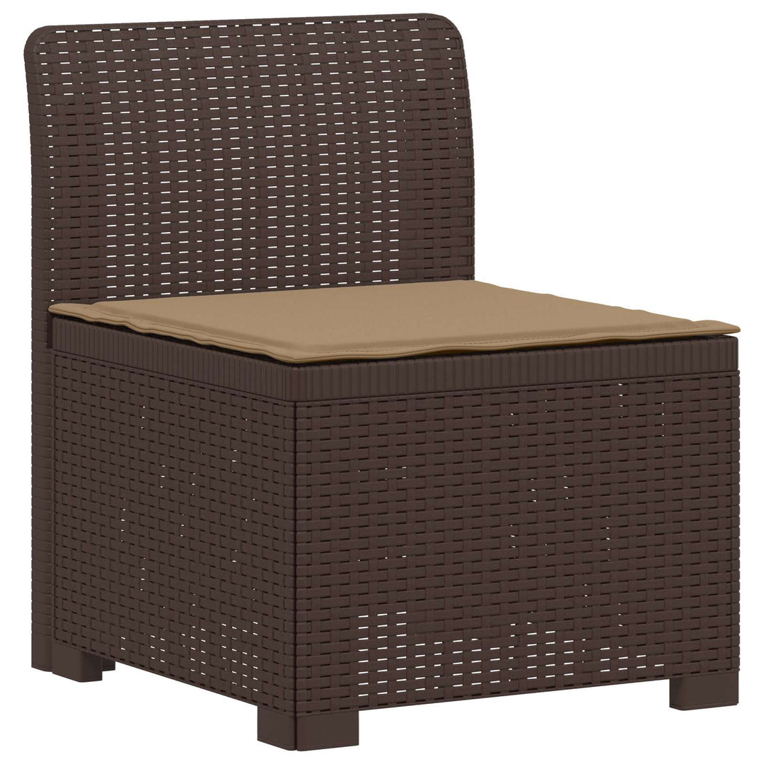 3-personers havensofa med puder i rattanlook PP Brun