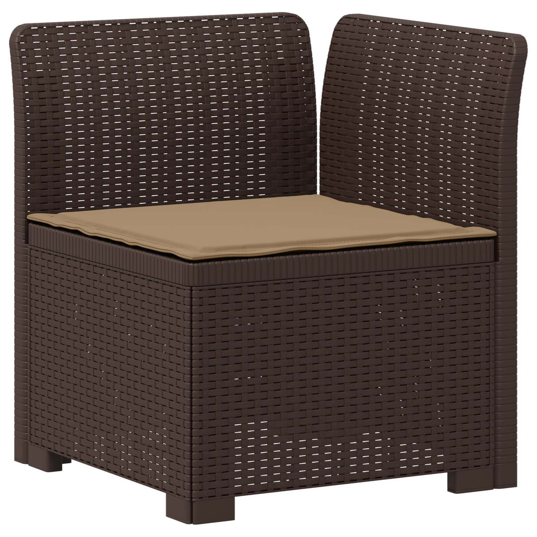 3-personers havensofa med puder i rattanlook PP Brun