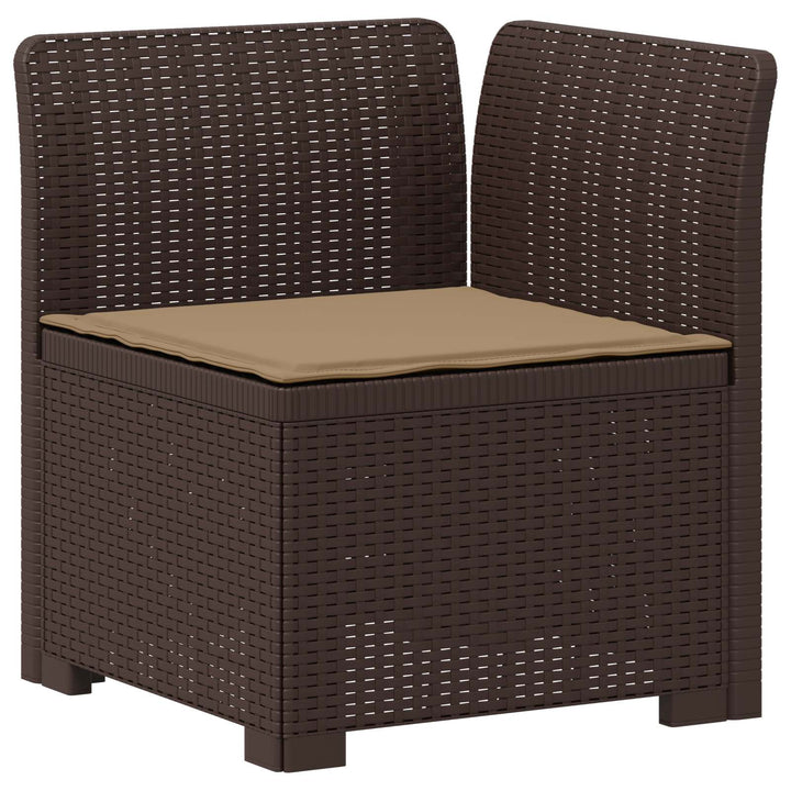 3-personers havensofa med puder i rattanlook PP Brun