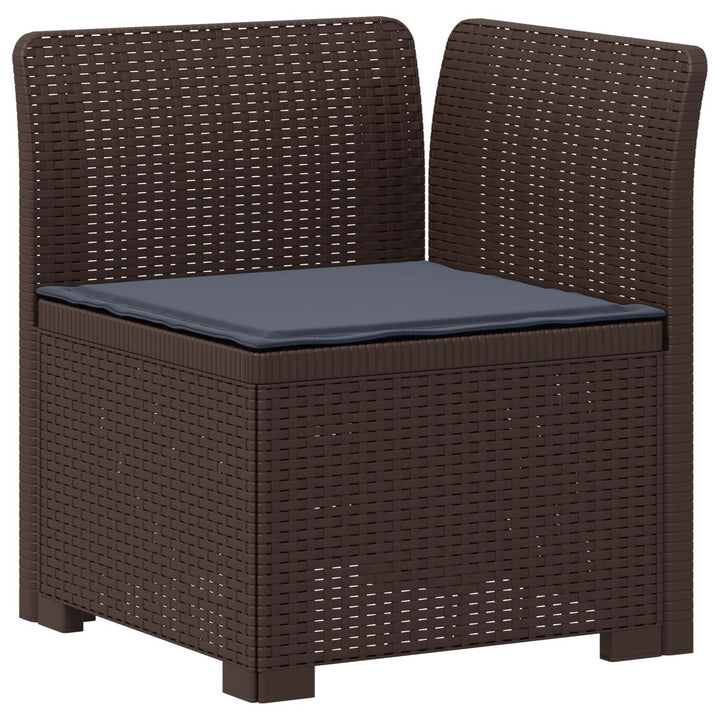 3-personers havensofa med puder i rattanlook PP Brun