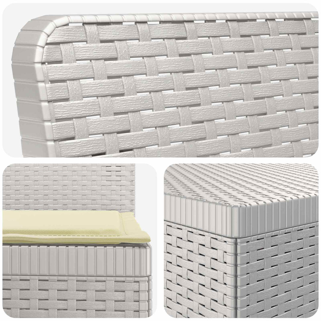 3-personers havensofa med puder i rattanlook PP Hvid
