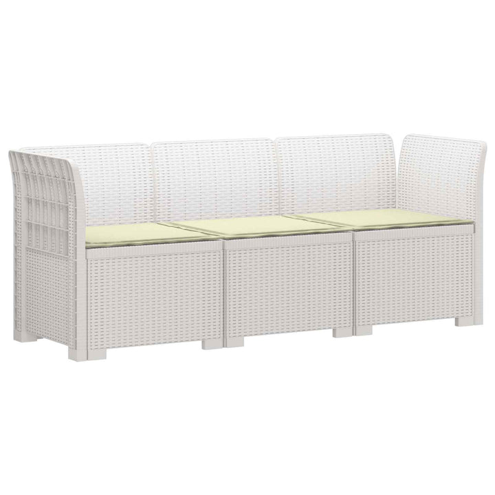 3-personers havensofa med puder i rattanlook PP Hvid