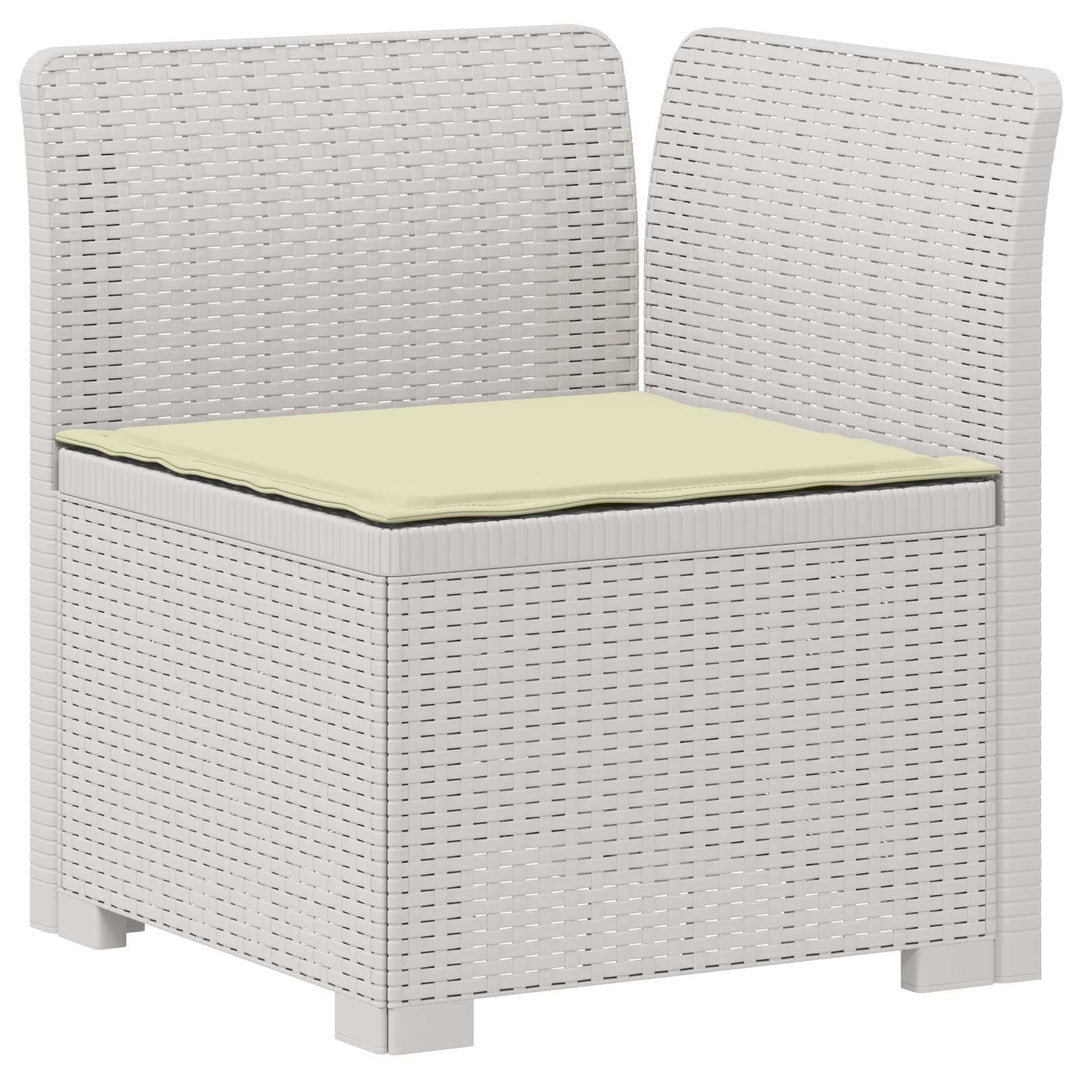 3-personers havensofa med puder i rattanlook PP Hvid