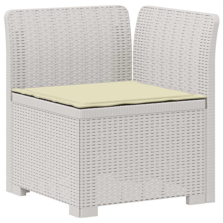 3-personers havensofa med puder i rattanlook PP Hvid