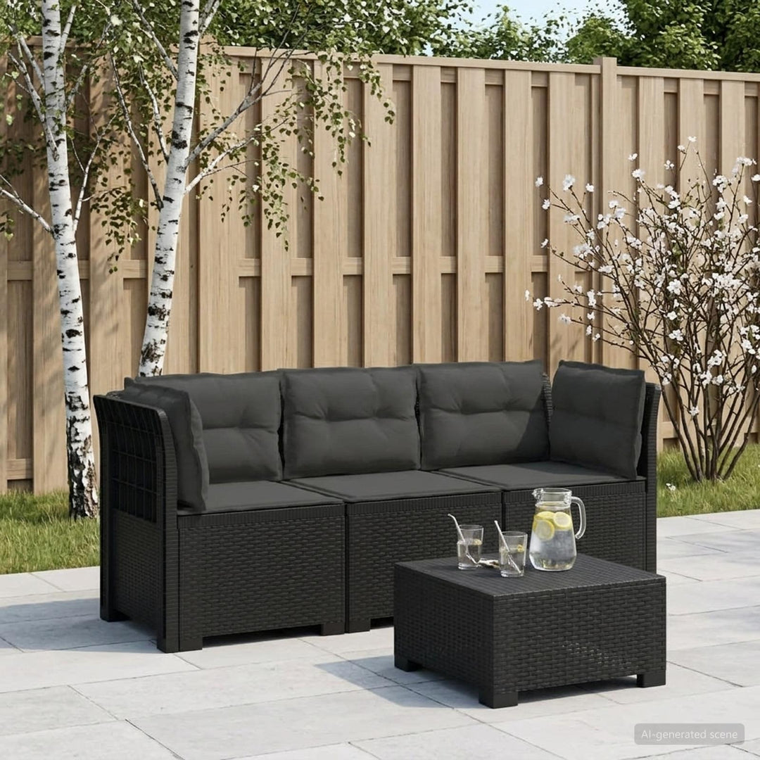 3-personers havensofa med puder i rattanlook PP Antracit