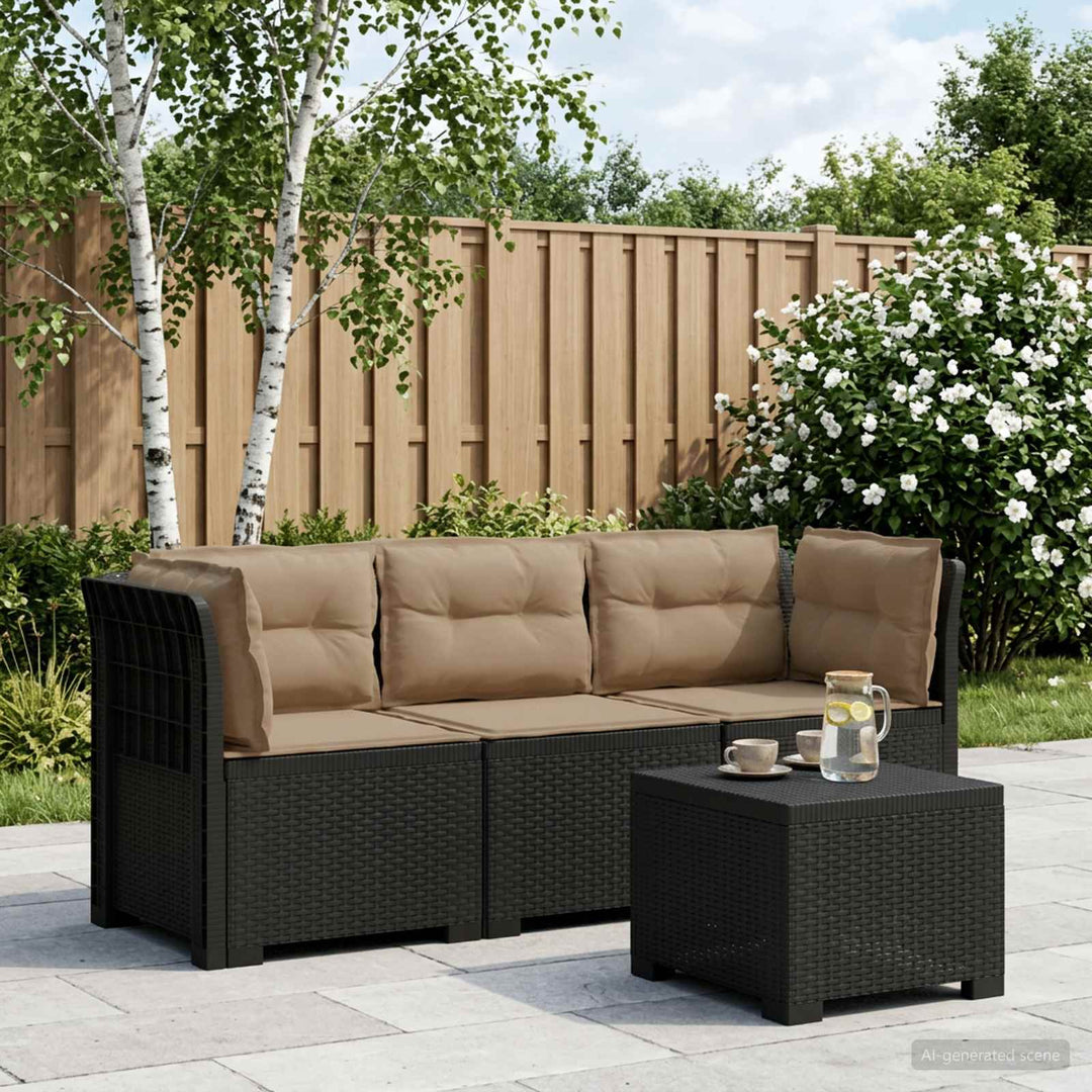 3-personers havensofa med puder i rattanlook PP Antracit