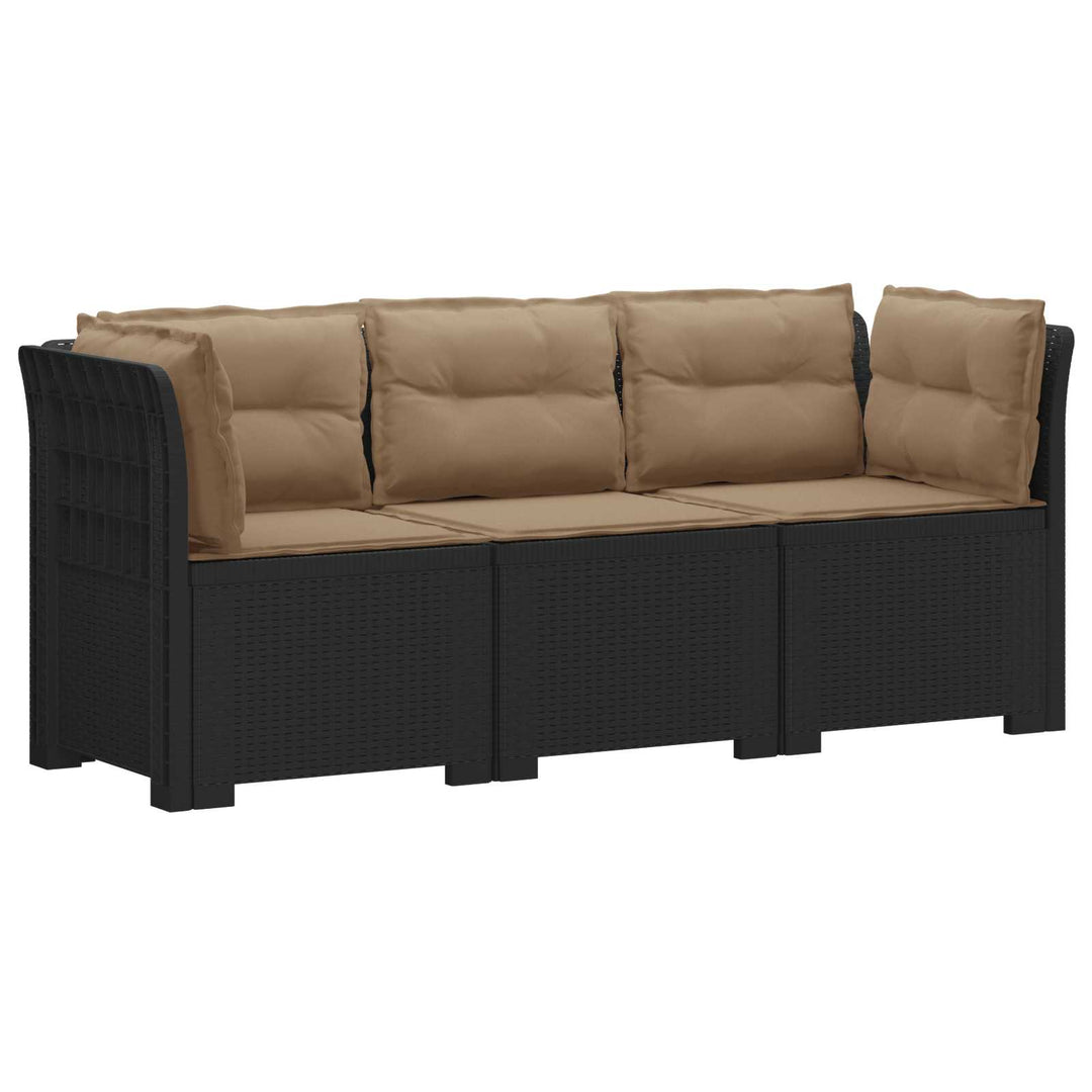 3-personers havensofa med puder i rattanlook PP Antracit