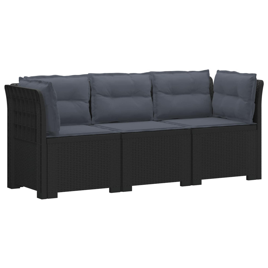 3-personers havensofa med puder i rattanlook PP Antracit