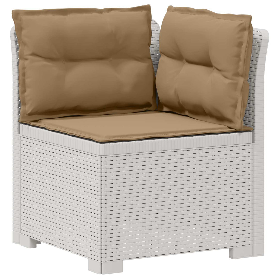 3-personers havensofa med puder i rattanlook PP Hvid