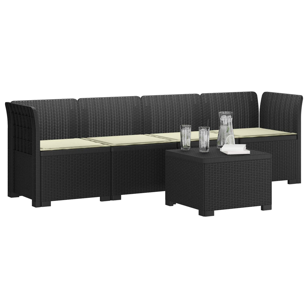 4-personers have-sofa med puder i rattan-look PP Antracit