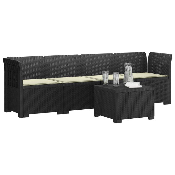 4-personers have-sofa med puder i rattan-look PP Antracit