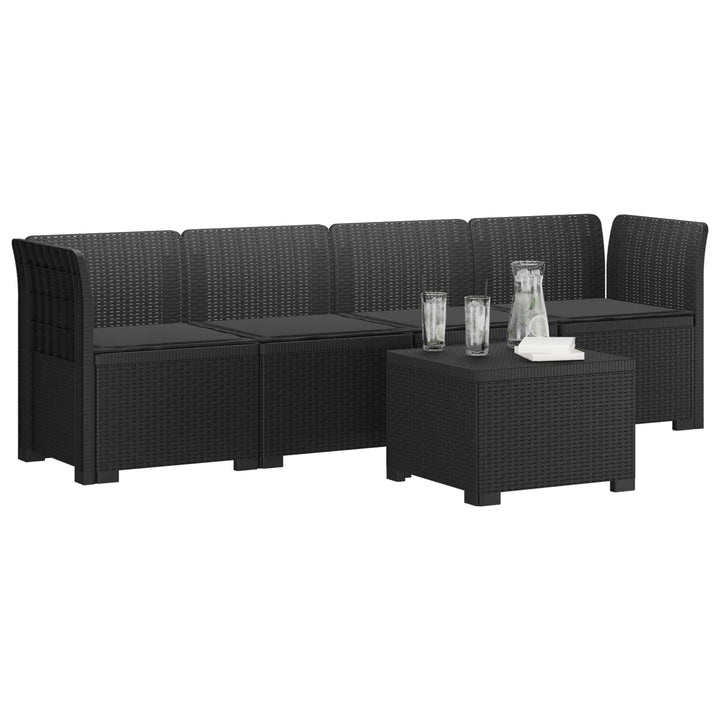 4-personers have-sofa med puder i rattan-look PP Antracit