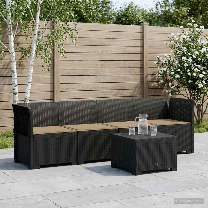 4-personers have-sofa med puder i rattan-look PP Antracit