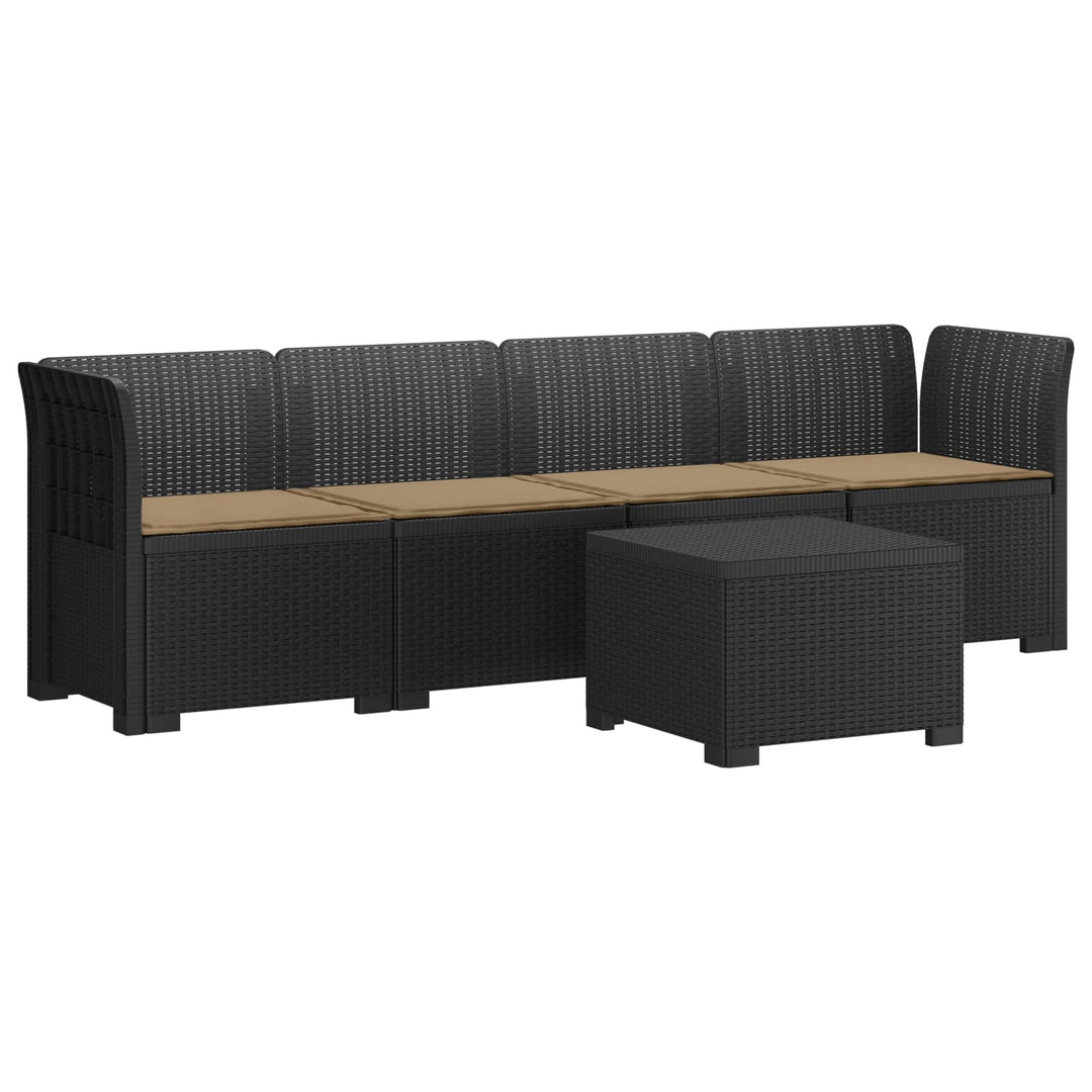 4-personers have-sofa med puder i rattan-look PP Antracit