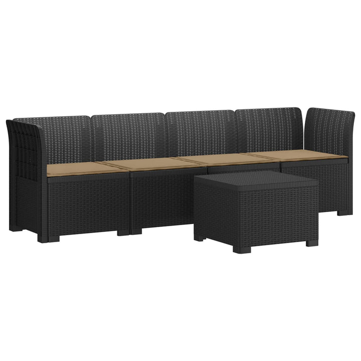 4-personers have-sofa med puder i rattan-look PP Antracit