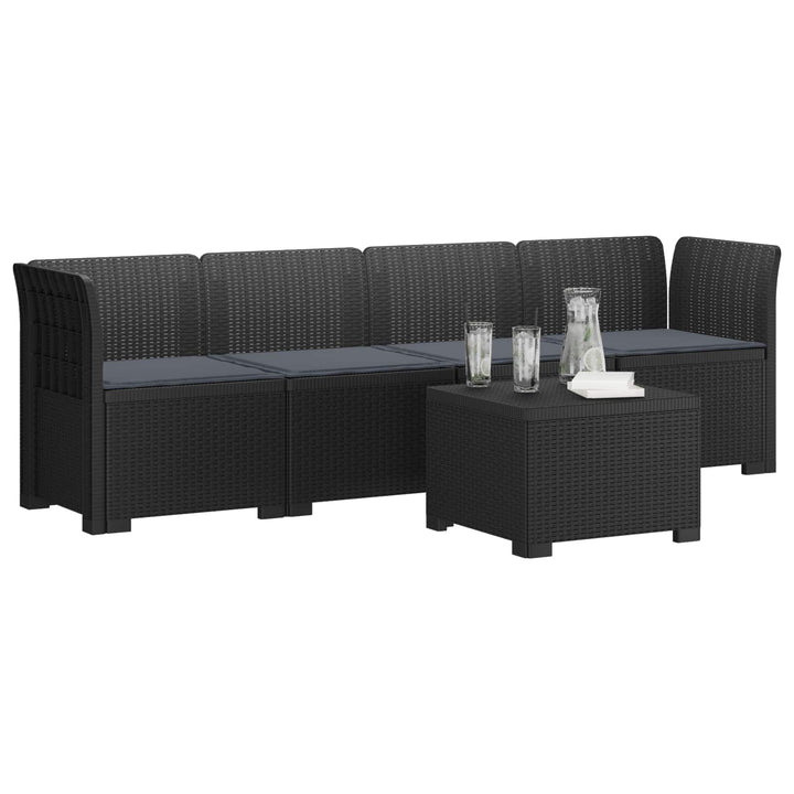 4-personers have-sofa med puder i rattan-look PP Antracit