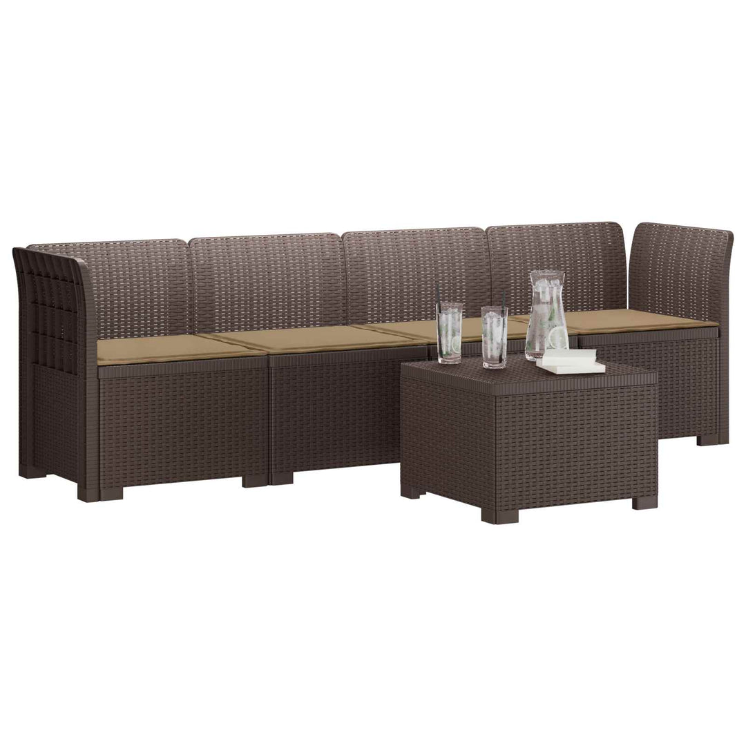 4-personers have-sofa med puder i rattan-look PP Brun