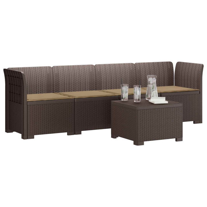 4-personers have-sofa med puder i rattan-look PP Brun