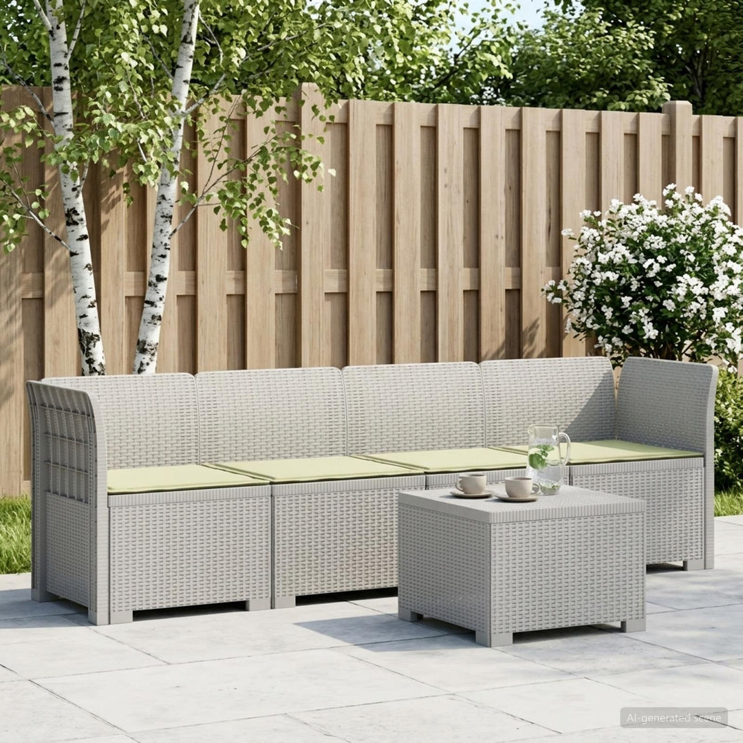 4-personers have-sofa med puder i rattan-look PP Hvid