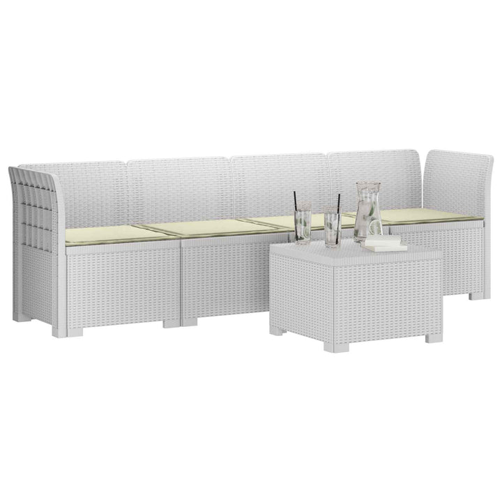 4-personers have-sofa med puder i rattan-look PP Hvid