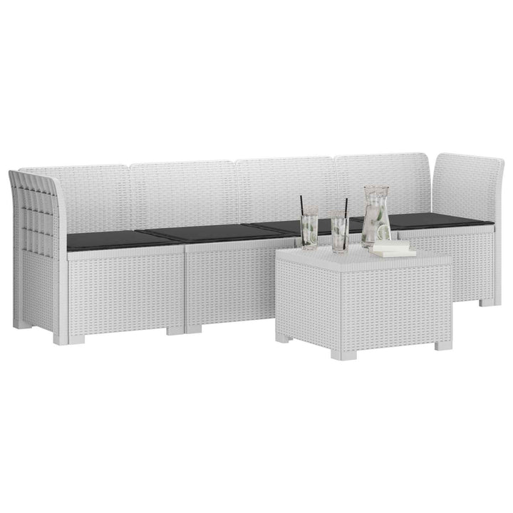 4-personers have-sofa med puder i rattan-look PP Hvid