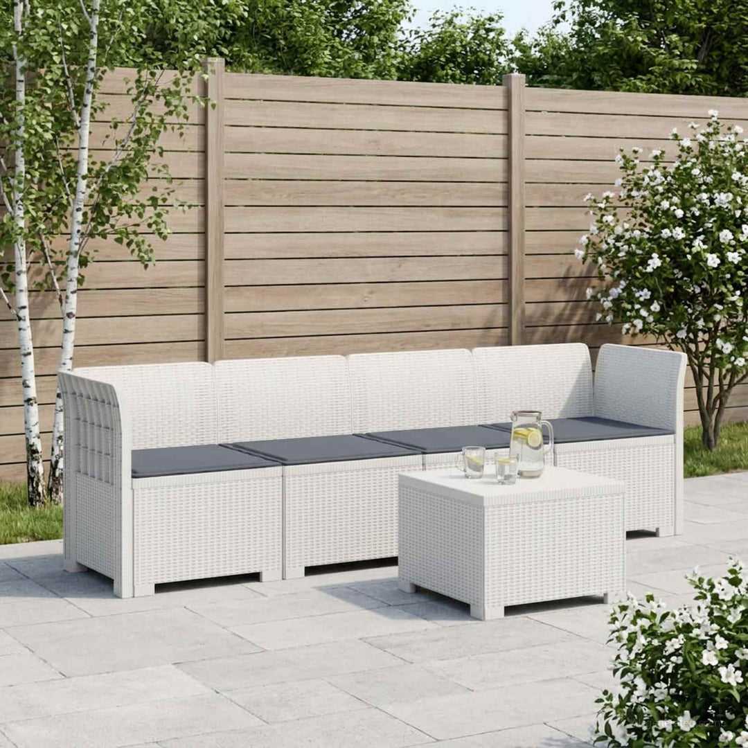 4-personers have-sofa med puder i rattan-look PP Hvid