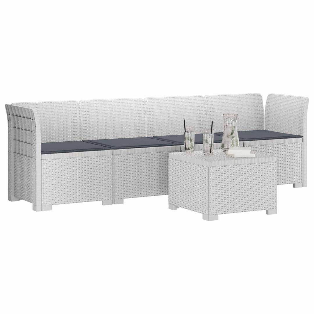 4-personers have-sofa med puder i rattan-look PP Hvid