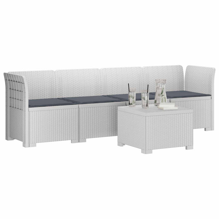 4-personers have-sofa med puder i rattan-look PP Hvid