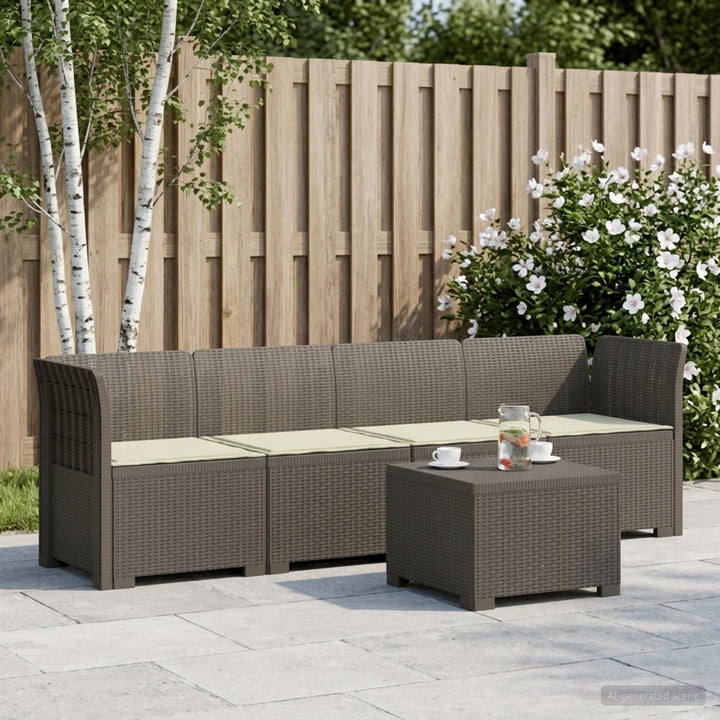 4-personers have-sofa med puder i rattan-look PP Lysegrå