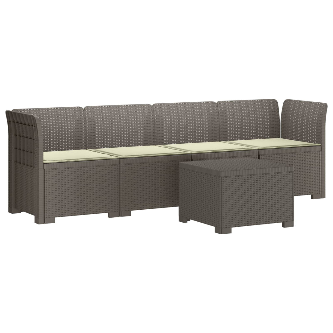 4-personers have-sofa med puder i rattan-look PP Lysegrå