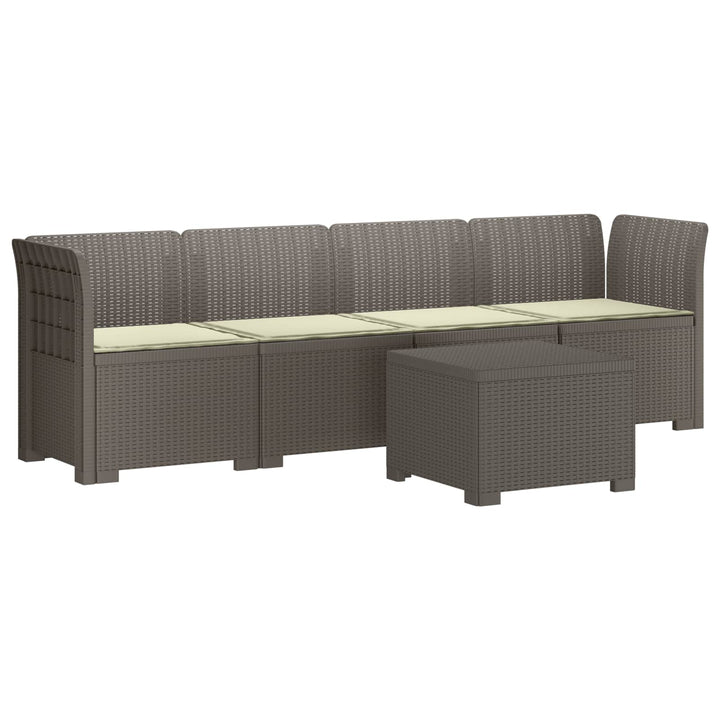 4-personers have-sofa med puder i rattan-look PP Lysegrå