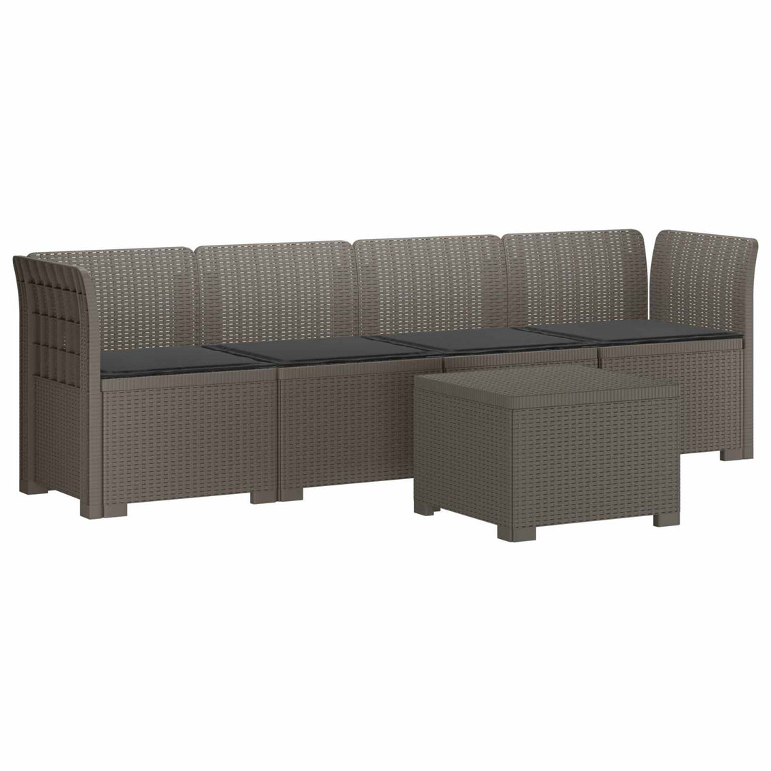 4-personers have-sofa med puder i rattan-look PP Lysegrå