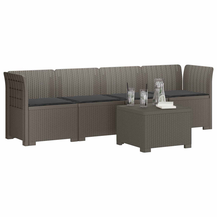 4-personers have-sofa med puder i rattan-look PP Lysegrå