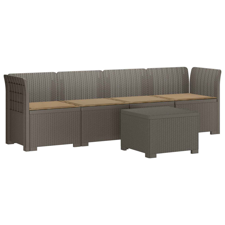4-personers have-sofa med puder i rattan-look PP Lysegrå