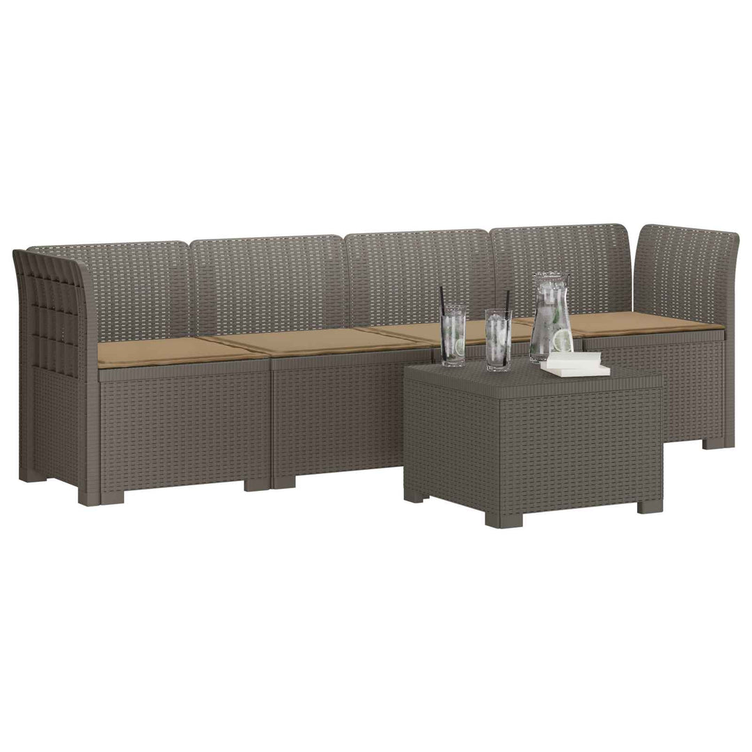 4-personers have-sofa med puder i rattan-look PP Lysegrå