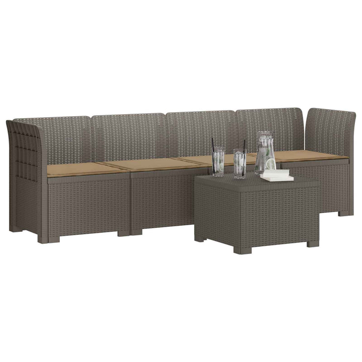 4-personers have-sofa med puder i rattan-look PP Lysegrå