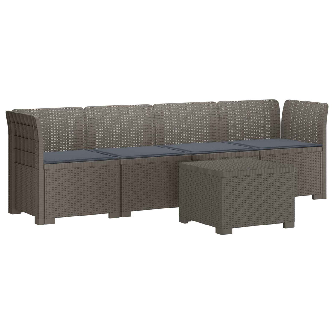 4-personers have-sofa med puder i rattan-look PP Lysegrå