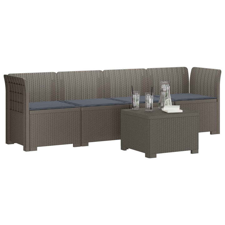 4-personers have-sofa med puder i rattan-look PP Lysegrå