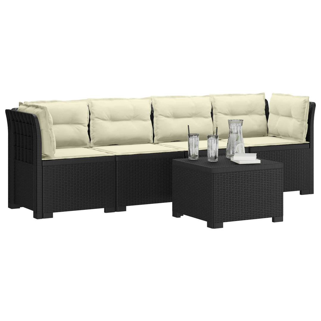 4-personers have-sofa med puder i rattan-look PP Antracit