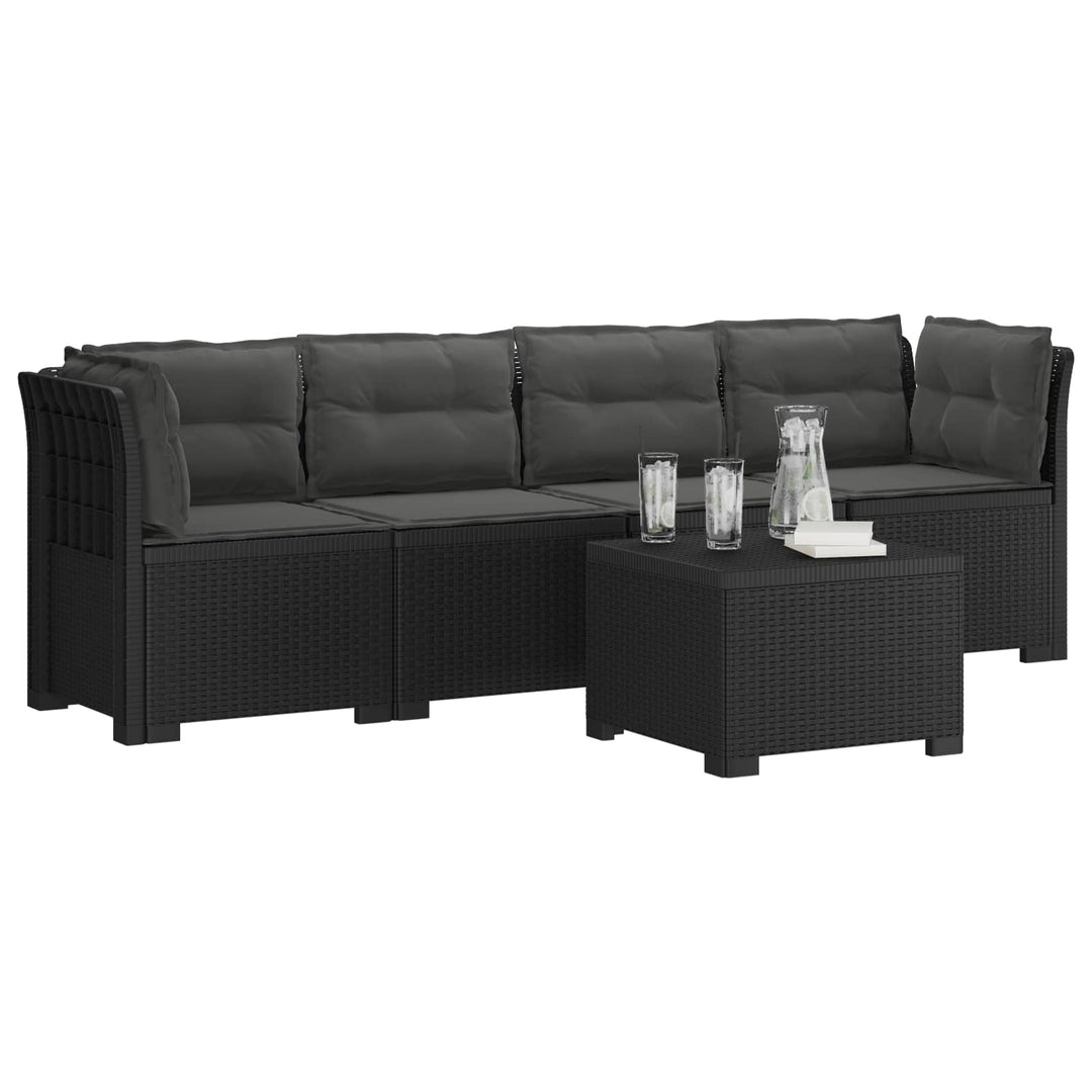 4-personers have-sofa med puder i rattan-look PP Antracit