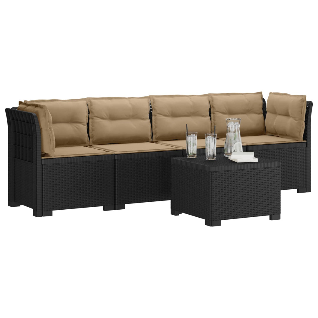 4-personers have-sofa med puder i rattan-look PP Antracit