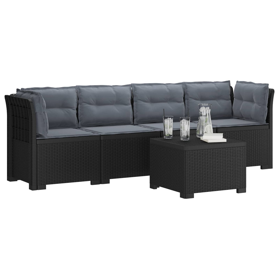 4-personers have-sofa med puder i rattan-look PP Antracit