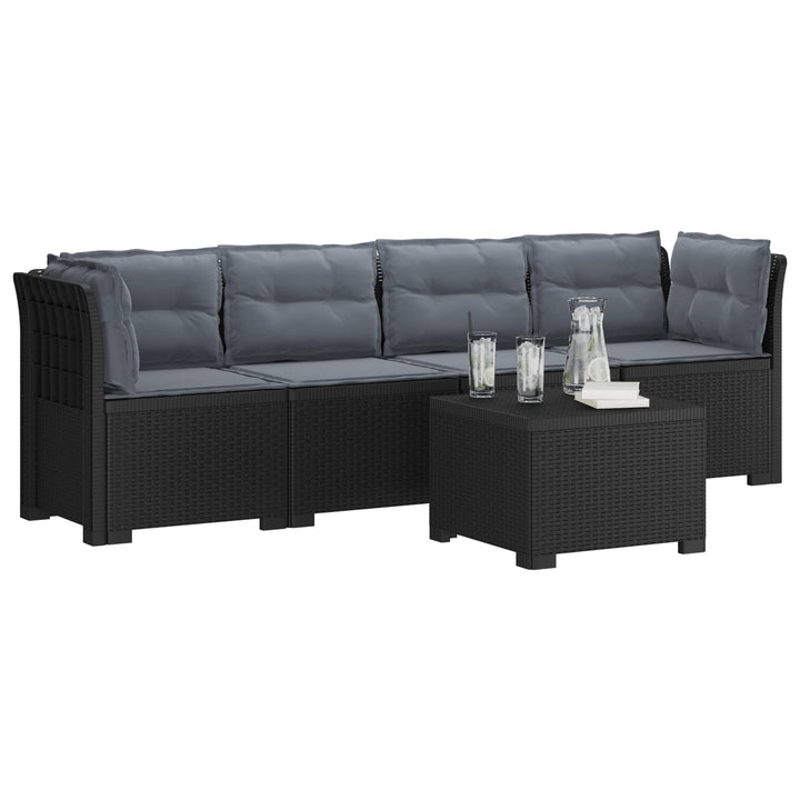 4-personers have-sofa med puder i rattan-look PP Antracit