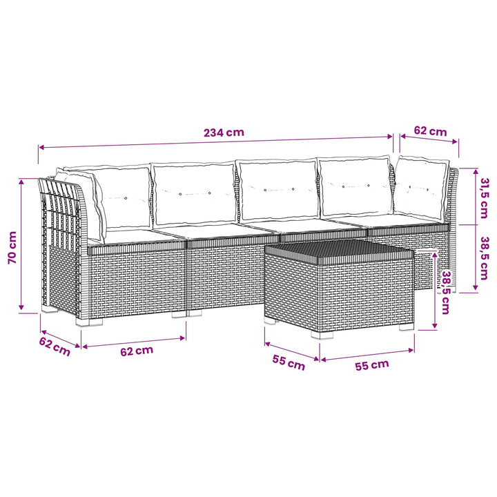 4-personers have-sofa med puder i rattan-look PP Brun