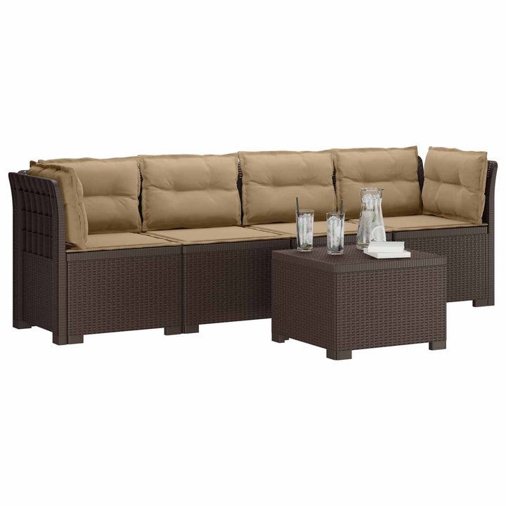 4-personers have-sofa med puder i rattan-look PP Brun