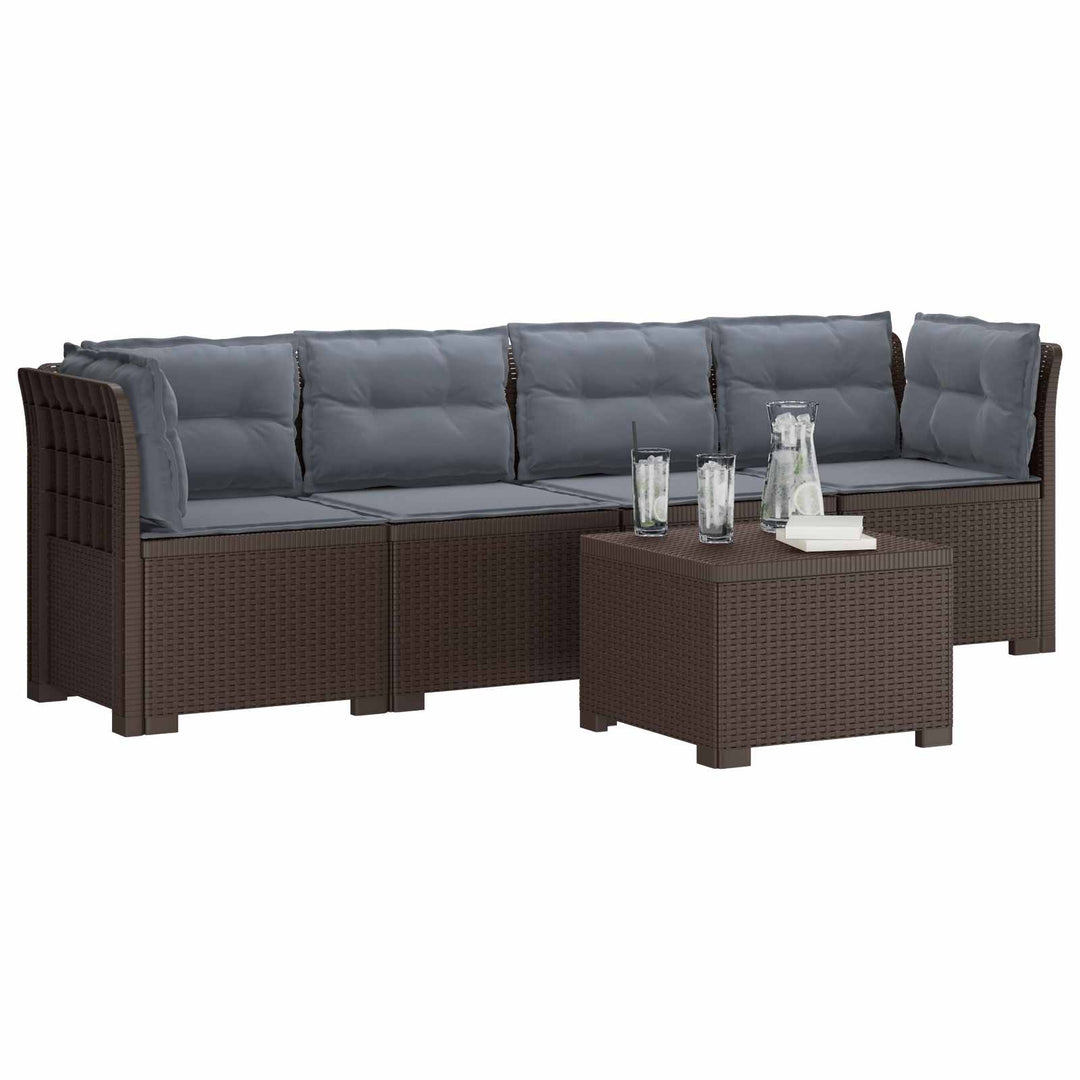 4-personers have-sofa med puder i rattan-look PP Brun