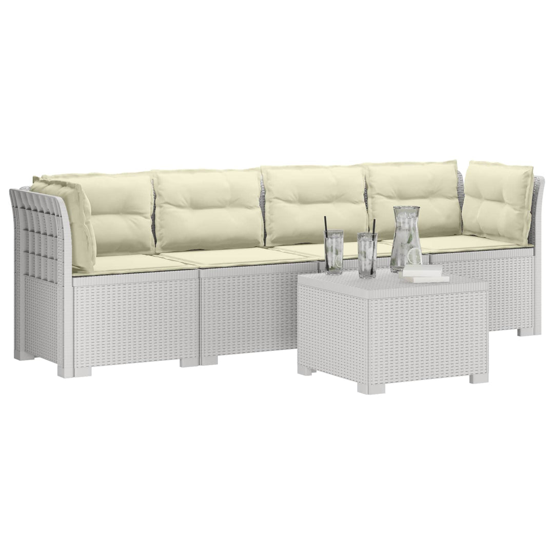 4-personers have-sofa med puder i rattan-look PP Hvid
