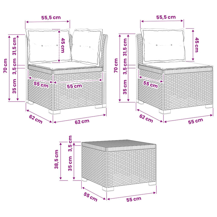 4-personers have-sofa med puder i rattan-look PP Hvid