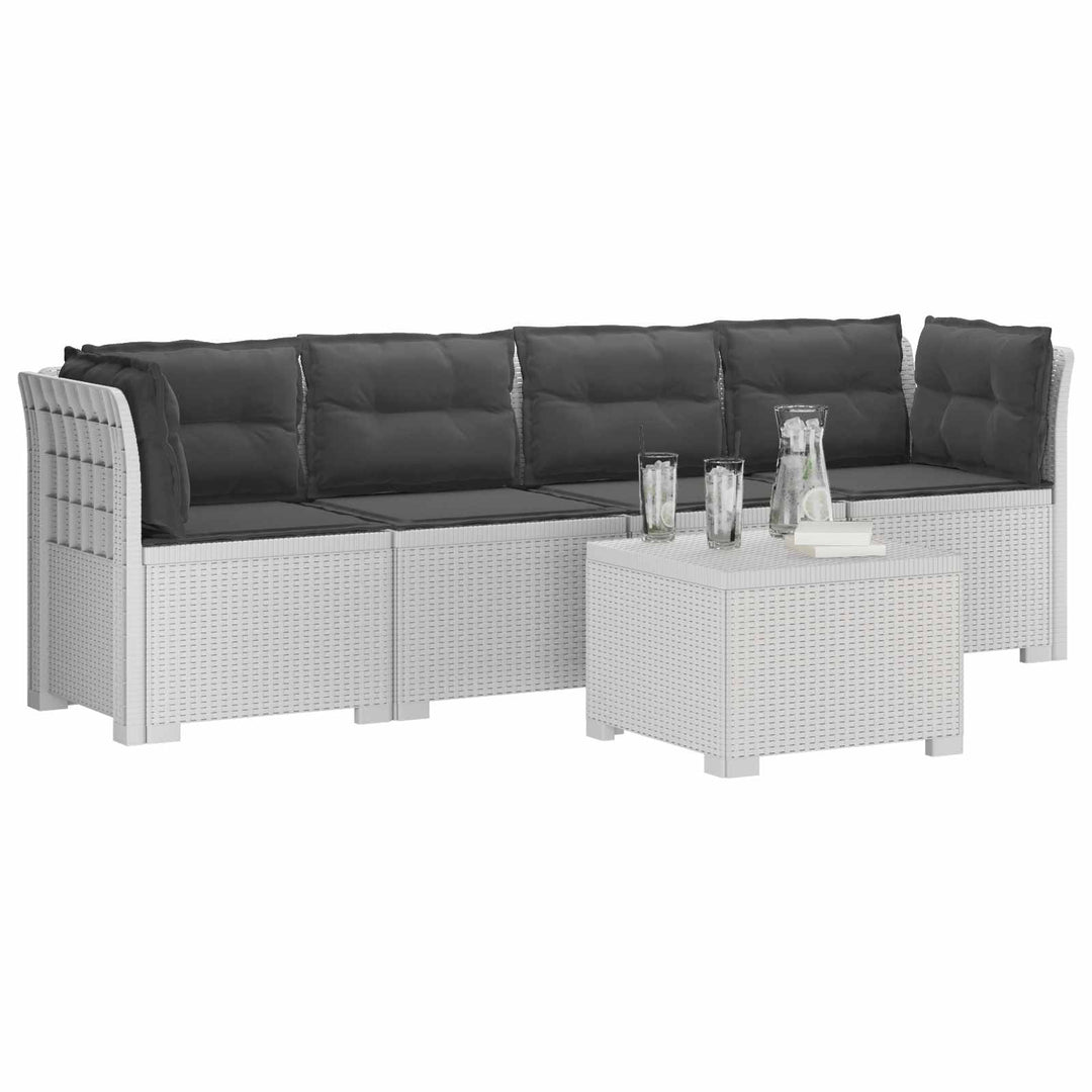 4-personers have-sofa med puder i rattan-look PP Hvid