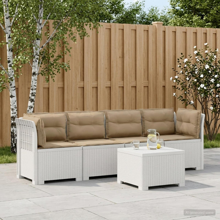 4-personers have-sofa med puder i rattan-look PP Hvid